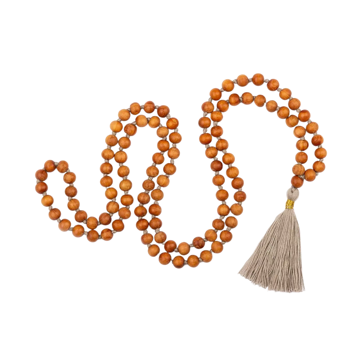 Bodynova Mala Yoga Kette aus Sandelholz mit Duft, bunte Quaste und 108 Perlen, eleganter Schmuck für Meditation und Yoga
