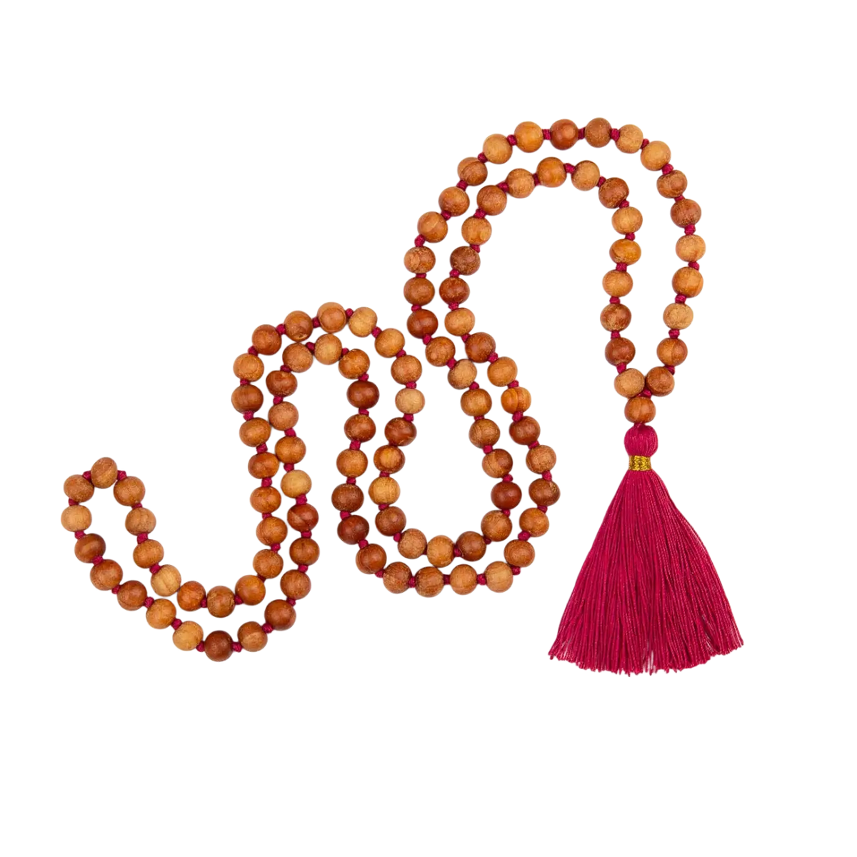 Yoga-Mala-Kette aus Sandelholz mit Duft und farbiger Quaste, 108 Perlen, Bodynova Schmuck für Meditation und Entspannung