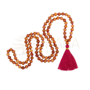 Bodynova mala yoga kette mit 108 perlen aus sandelholz mit roter quaste und sandalholz duft