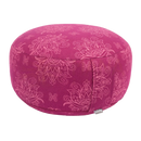 Bodynova meditationskissen rondo maharaja in magenta mit weißer blumenstickerei für achtsame meditation und aufrechte sitzhaltung