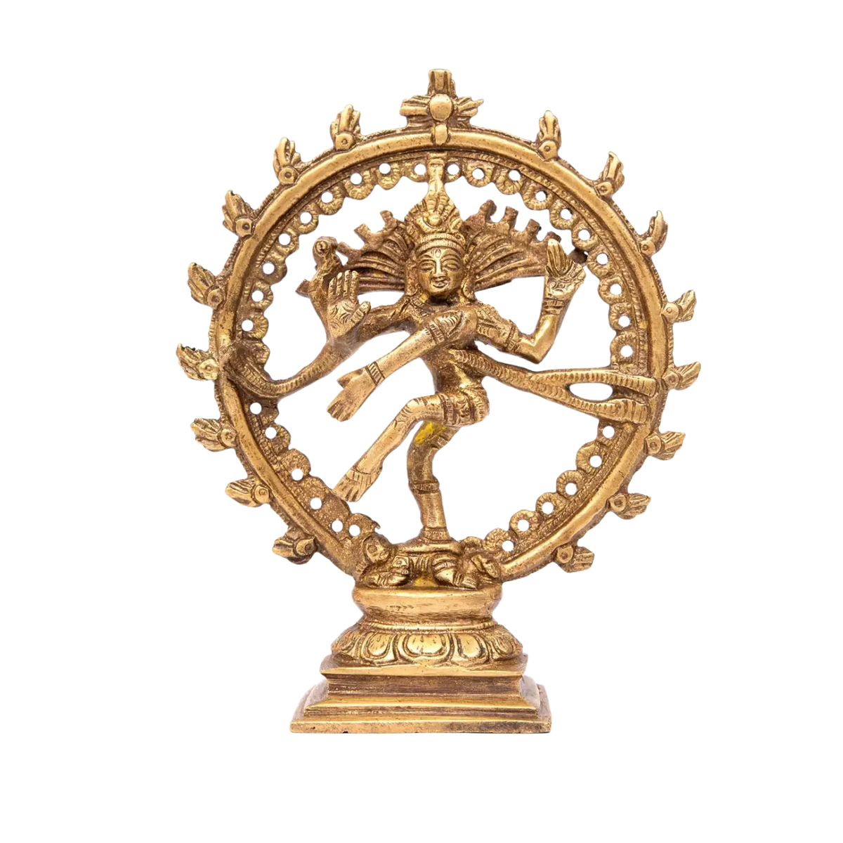 Goldene Bodynova Nataraj Statue aus Messing, ca. 14 cm hohe Dekorationsfigur für spirituellen Wohnstil