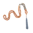 Mala Kette mit Labradorit, Bergkristall und Holzperlen, 108 Perlen, Bodynova Schmuck, spirituelles Armband, natürliche Kristalle