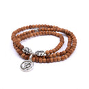 Mala Wickel-Armband aus Sandelholz, Modeschmuck von Bodynova, handgefertigtes Holzarmband mit mehrlagigem Wickeldesign
