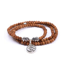 Mala Wickel-Armband aus Sandelholz, Modeschmuck von Bodynova, handgefertigt, mit naturfarbenen Holzperlen und Wickelstil
