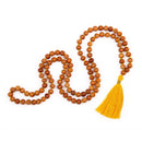Bodynova Mala Yoga Kette aus Sandelholz mit farbiger Quaste und 108 Perlen, eleganter Schmuck für Meditation und Yoga