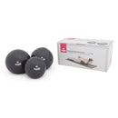 Zwei anthrazitfarbene Pilates Toning Bälle von Bodynova, 1000 g, für Yoga und Fitnessübungen, auf weißem Hintergrund.