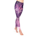 Bodynova Yoga Leggings Niyama in Lila mit Blumenmuster, bequemes Yogakleid aus elastischem Material, optimal für Yoga und Fitness
