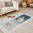 Weiße Bodynova Yoga on Art Cloud Flower Yogamatte mit floralem Design, rutschfest und langlebig für Yoga und Pilates.