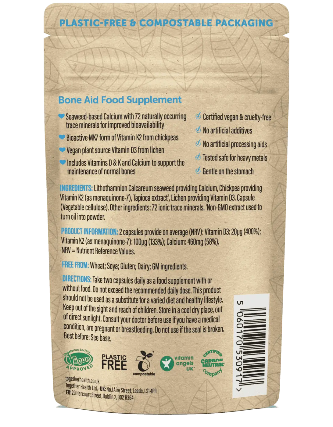Bone Aid Knochenvitamine Nahrungsergänzung mit 60 Kapseln, beige Verpackung, für starke Knochen und Gelenke von Together Health