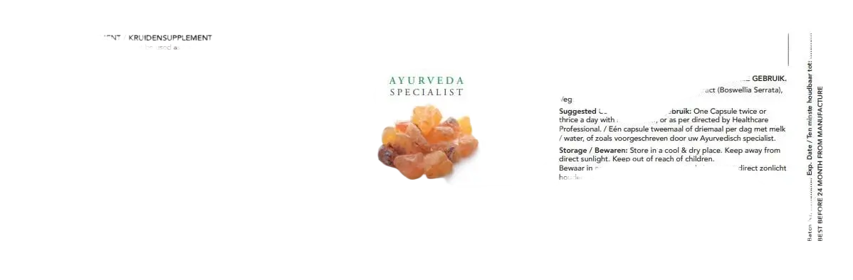 Boswellia (Shallaki / Salai) Ayurveda Nahrungsergänzungsmittel in Blisterverpackung, natürliche Kräuterformel gegen Entzündungen.