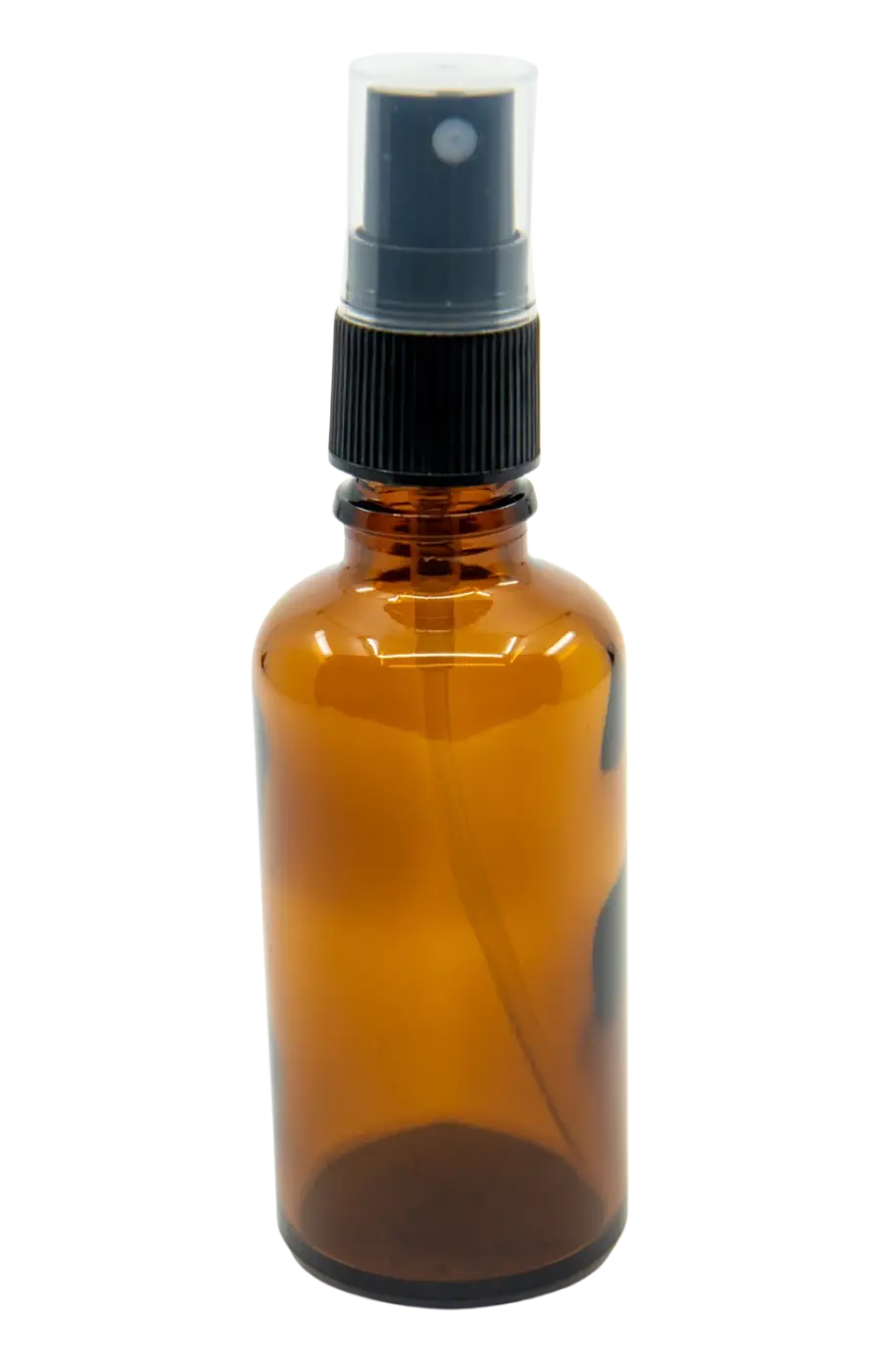 Braunglasflasche 50 ml von Mana Kendra, ideal für DIY-Sprays, Parfums und ätherische Öle, mit Sprühkopf.
