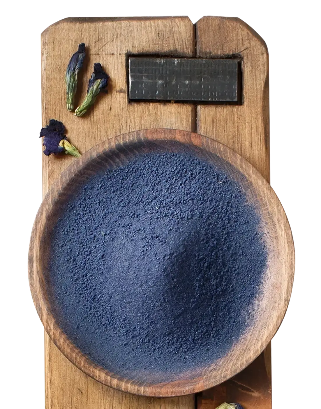 Butterfly Pea Pulver von Erbavoglio, 50 g, als Nahrungsergänzung, feines bläuliches Pulver in Packung, Nahaufnahme