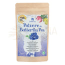 Beige nachfüllbarer beutel mit erbavoglio butterfly pea pulver 50 g und blauen blumenillustrationen im mana shop