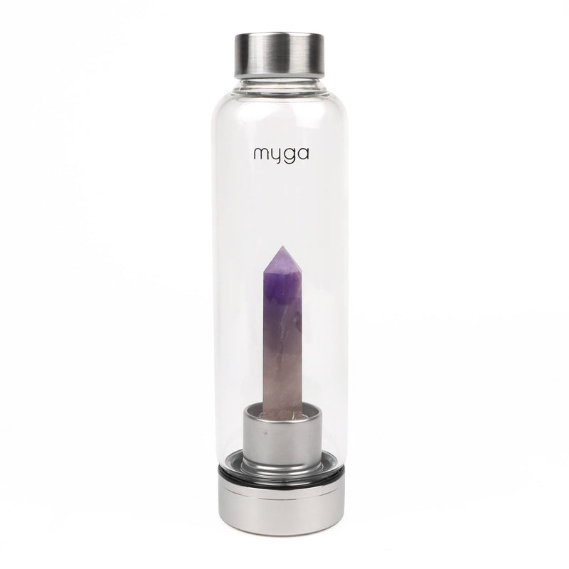 Wasserflasche aus Amethyst-Kristallglas