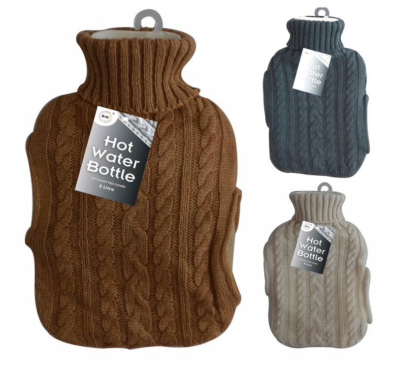 Generise Wärmflasche „EXTRA WARMTH“, 2 l, mit Strickbezug und Taschen