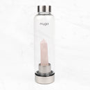 rose quartz crystal glass water bottle