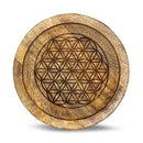 Tray with crystal grid, mango wood, 15 cm