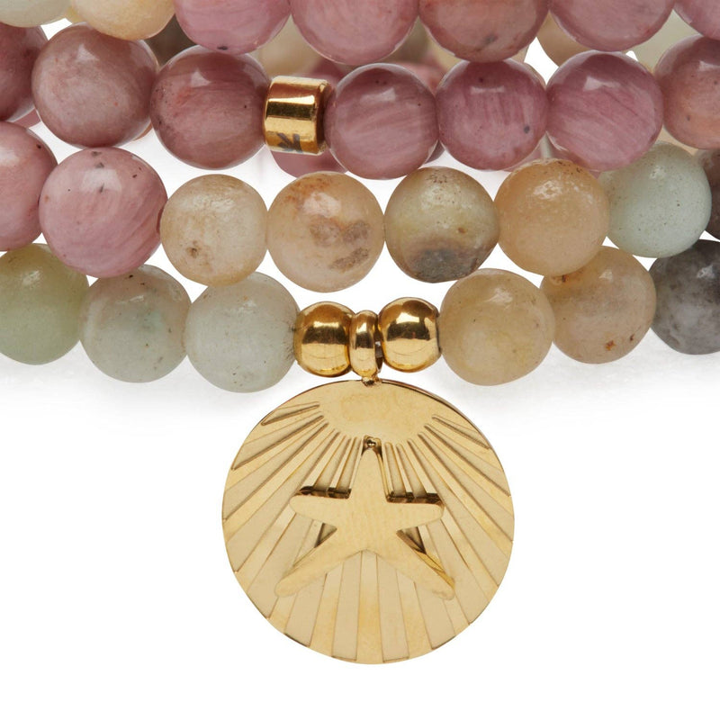 KARMA YOGA SHOP - Mala „Ocean“ Armband aus Amazonit & Rhodochrosit