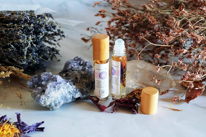 Crown Chakra Meditationsöl mit Kristall- und Lotusaufguss