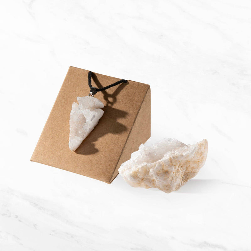 Myga Eco - Geode Gift Set - Rough Stone and Pendant, Choice of 3 Crystals