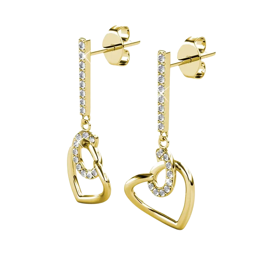 Goldene Ohrringe von CARALI / MYC Paris mit funkelnden Kristallen, eleganter Schmuck für besonderen Anlass