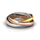 Verlobungsring CARALI / MYC Paris, 3-Elemente-Fingerring in Silber, Gold und Roségold mit Kristall, elegantes Schmuckstück