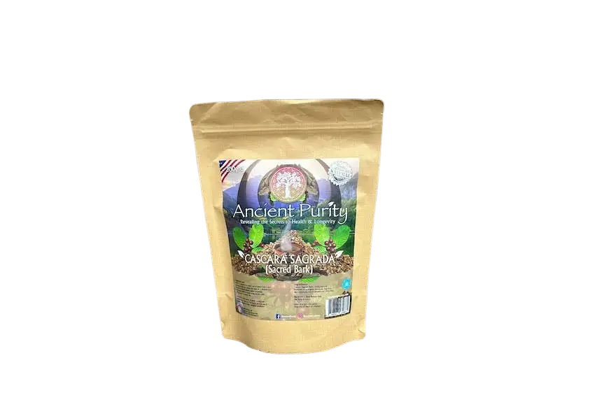 Ein tansack mit cascara sagrada heilige rinde aus nordamerika traditionelle pflanzenrinde zur darmbalance 200 g