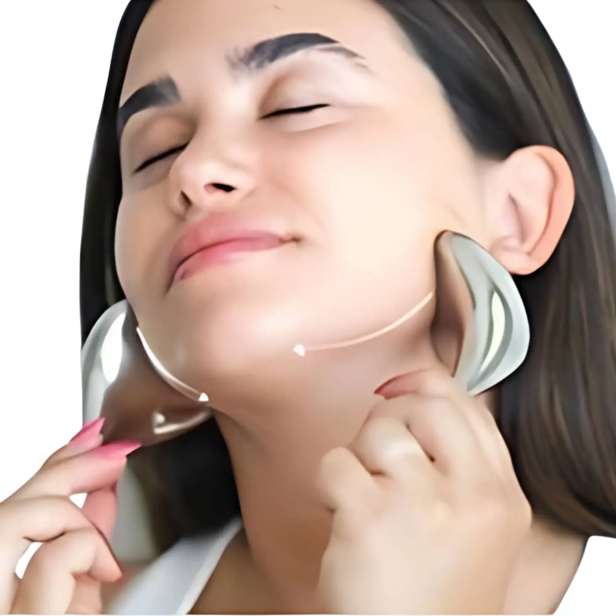 Edelstahl-GesichtsguaSha-Massagegerät von Zen'Arôme, ideal für Gesichtsmassage und Hautpflege, in eleganter Form.