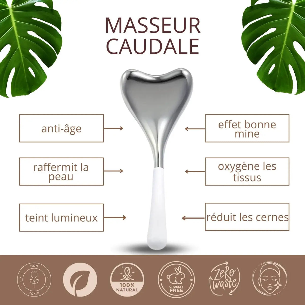 Zen'Arôme Edelstahl-Gesichts-GuaSha-Massagegerät für entspannende Gesichtsmassage, handgefertigt und langlebig