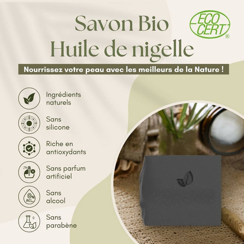 Natürliche Bio-Seife mit Schwarzkümmelöl, Aktivkohle & Meersalz – sanfte Detox-Pflege