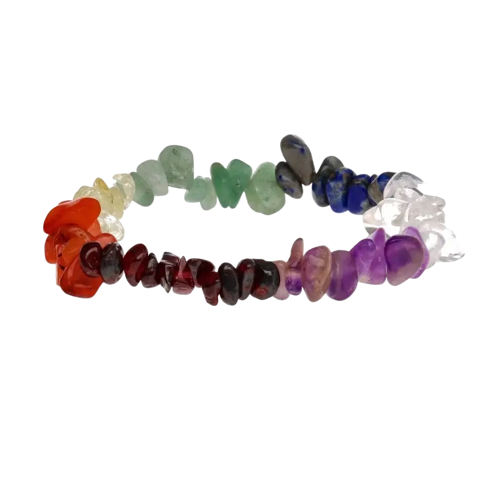 Farbenfrohes Chakra-Armband aus Naturstein, poliert, als Schmuckstück von Vives de la Cortada SCP.