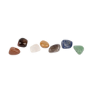 Chakra-Steine Schmuck-Set von Myga Eco mit polierten, glätteten Trommelsteinen in bunten Farben, spiritueller Edelstein-Accessoire.