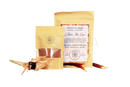 Goldfarbene nachfüllbare pouches von ayamani naturals choc me up pilz mocha mischung mit sichtbar braunem kakaomix