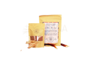 Gelbe pouch mit chok me oya hot chocolate superfood pulver und fenster, ayamani naturals pilz mocha mischung reishi chaga