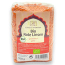 Rote Linsen Bio von Classic Ayurveda, 500g, getrocknete Hülsenfrüchte für gesunde Mahlzeiten, Nahaufnahme der Linsen in einer Schüssel