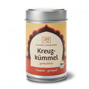Gemahlener Bio-Kreuzkümmel von Classic Ayurveda in einer Gewürzdose, fein gemahlen und aromatisch.