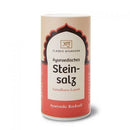 Gemahlenes Steinsalz von Classic Ayurveda, 200g, als Gewürz in einer transparenten Packung sichtbar