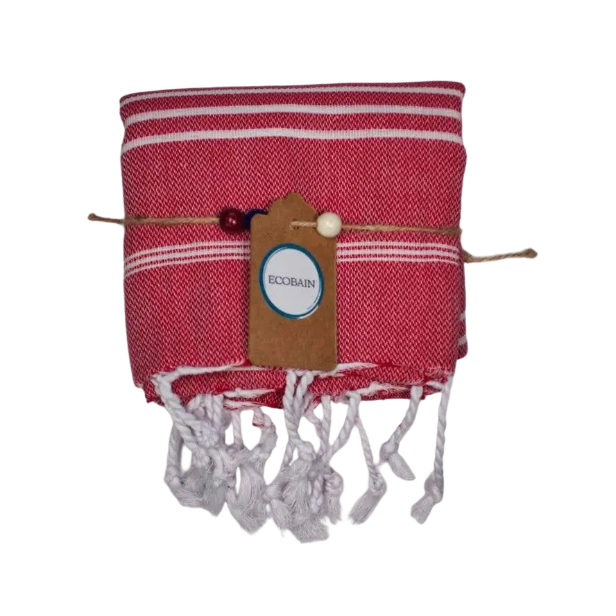 Helles, klassisches Hamamtuch von Ecobain, 50 × 90 cm, aus nachhaltigem Material, ideal für Sauna, Strand oder Bad.