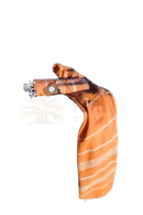 Classic hamam handtuch 50 × 90 cm orange gestreift mit weißer franse und kleinem braunem etikett, traditionell gewebt