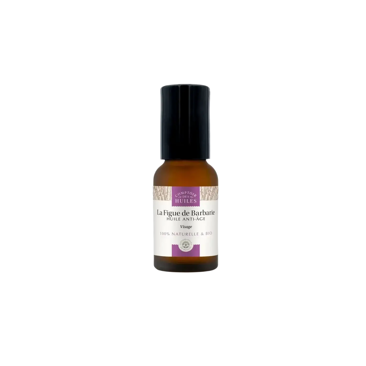 Comptoir des Huiles Bio-Kaktusfeigenkernöl Roller, 15 ml, Gesichtsöl in transparentem Roll-On-Flakon, natürliche Hautpflege.