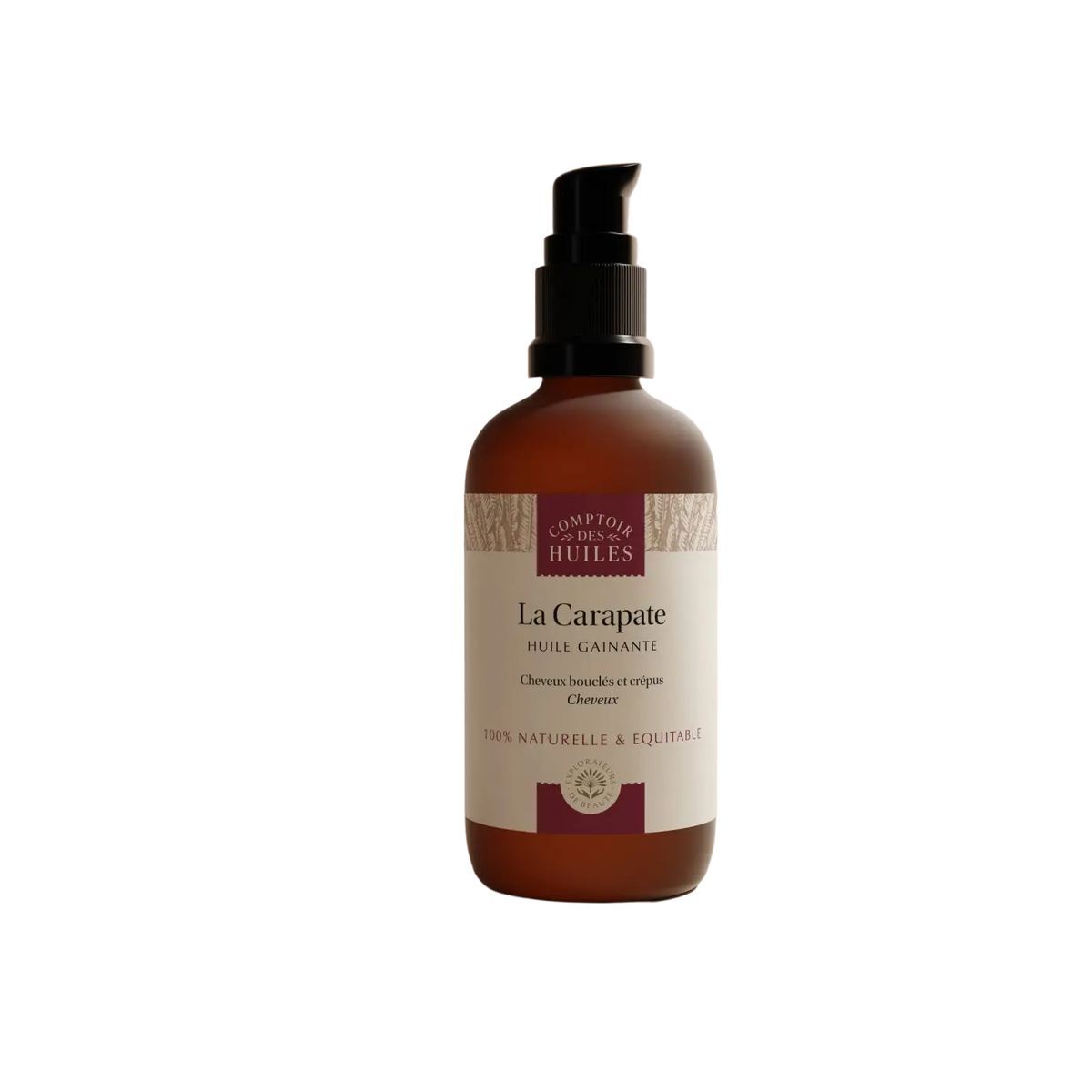 COMPTOIR DES HUILES Carapate Schwarzes Rizinusöl für Haarpflege, naturbelassenes Öl in dunkler Flasche, ideal für gesundes Haar.