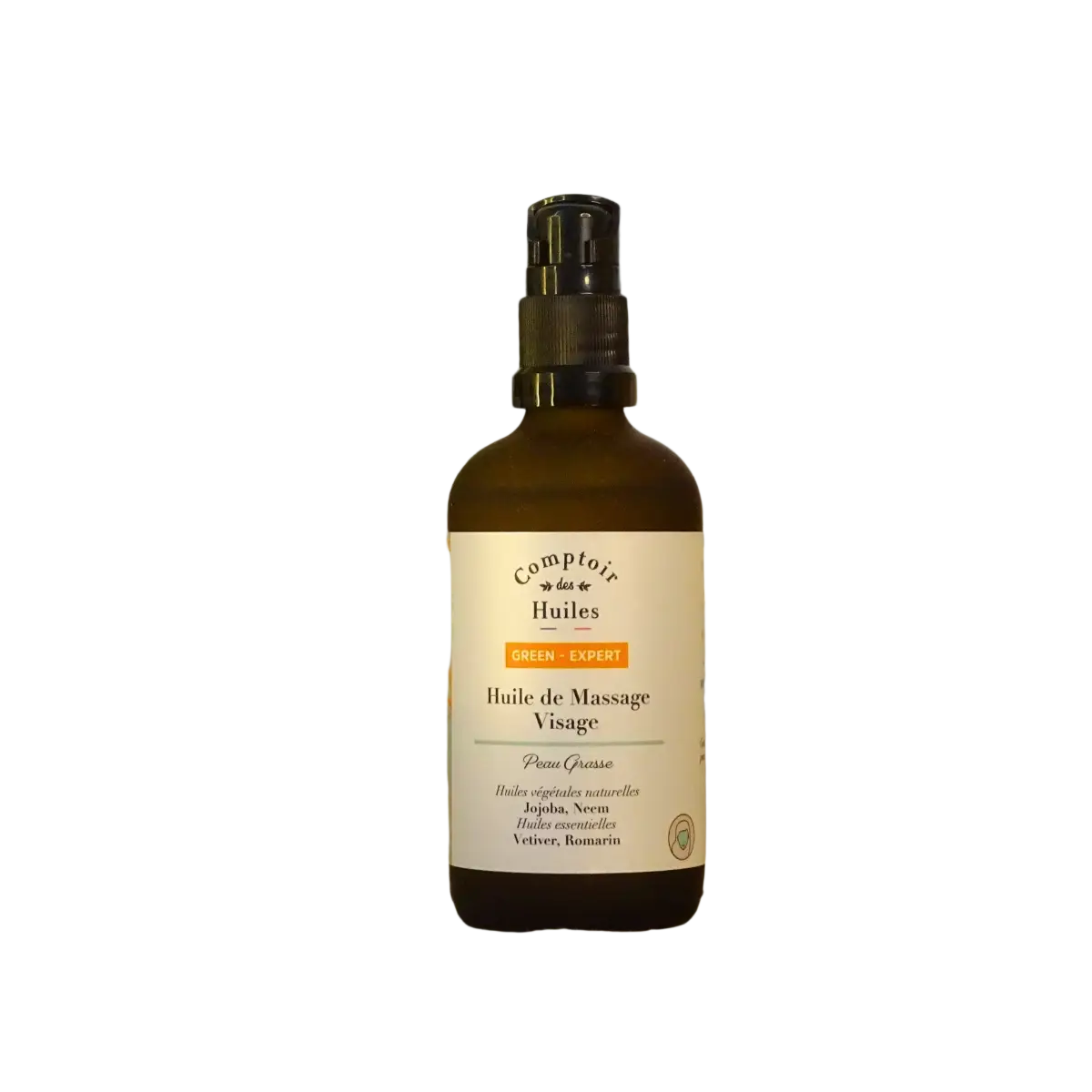 COMPTOIR DES HUILES Green Expert Bio-Gesichtsmassageöl für fettige Haut, flüssiges Gesichtspflegeöl in grüner Flasche