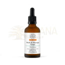Amber glasflasche mit schwarzem tropfverschluss und weißem label comptoir des huiles green expert organic gesichtsöl für fettige haut