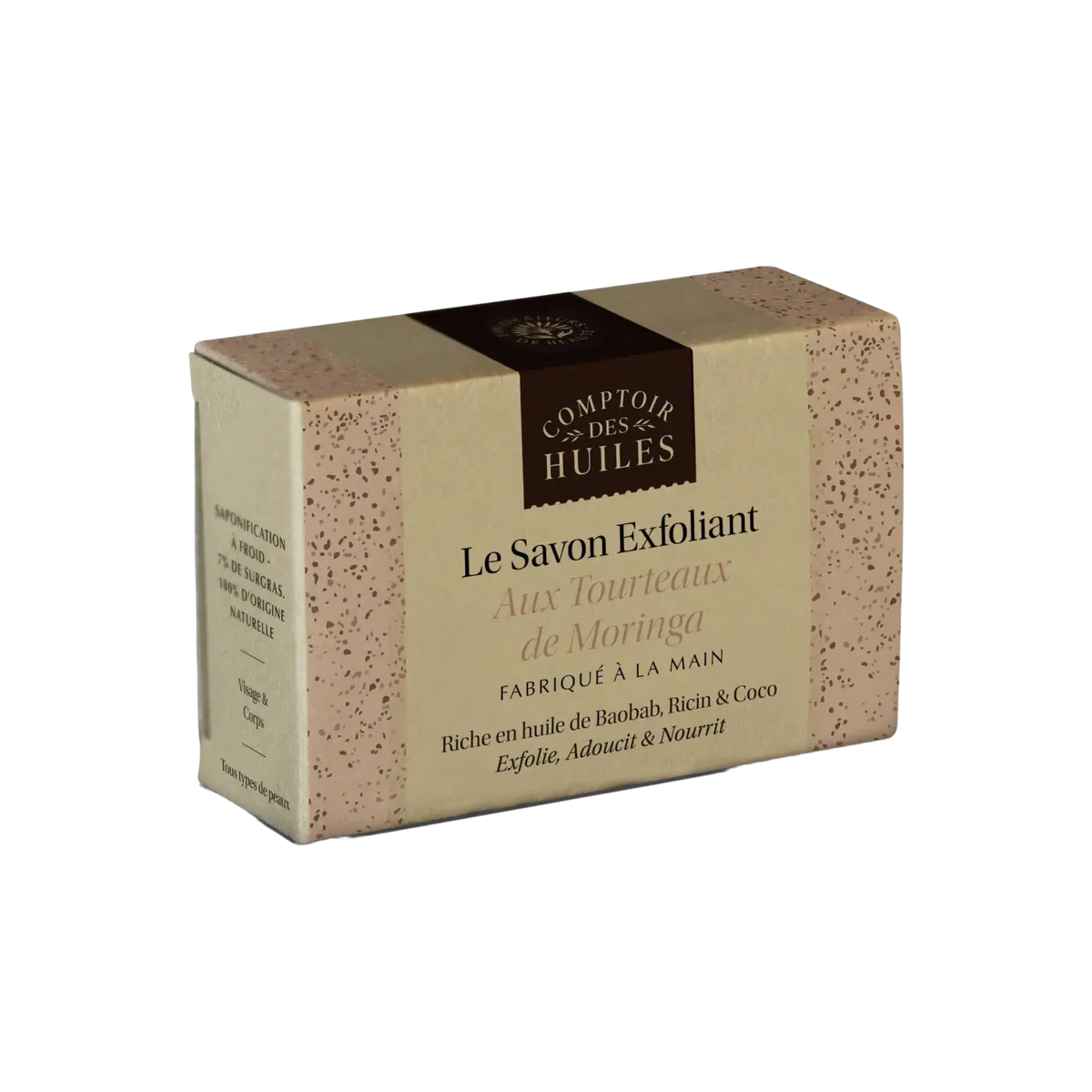 Comptoir des Huiles Bio-Kaltverarbeitete Peeling-Seife mit Moringa-Partikeln, natürliche Reinigung und Pflege der Haut
