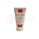 Eine weiße tube comptoir des huiles bio handcreme mit baobab öl und rot-beiger etikettgestaltung