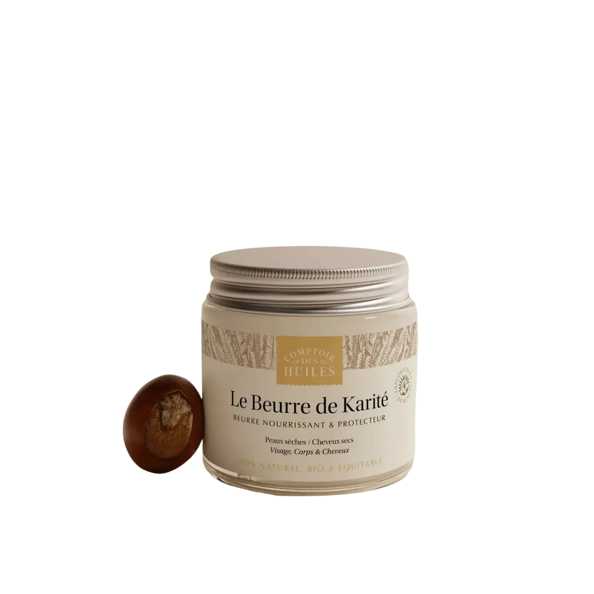 Bio Sheabutter von COMPTOIR DES HUILES in Glasbehälter, natürliche Körperbutter für Hautpflege, 100 ml