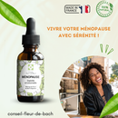 Bachblüten Menopause Nahrungsergänzung von Conseil fleur de Bach, Flasche mit Tropfen zur emotionalen Stabilität und Gelassenheit