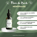 Bachblüten Menopause Nahrungsergänzung von Conseil fleur de Bach, Verpackung mit Flasche und Etikett für emotionale Stabilität