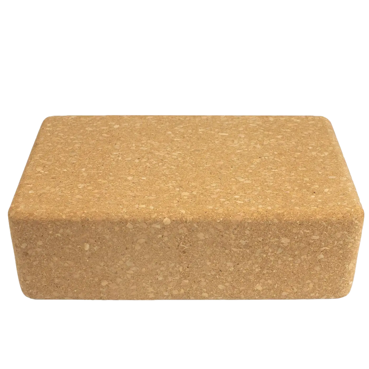 Rechteckiger Yoga-Block aus hellem Kork von Myga Eco, ideal für Yoga-Übungen und Unterstützung beim Dehnen.