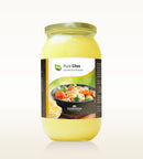 Bio Ghee von Cosmoveda, nährstoffreiches Butterfett zum Braten und Kochen, in 900g Glas, cremig und goldgelb.